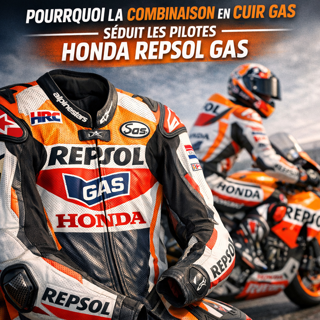 Combinaison en cuir Honda Repsol Gas illustration for Pourquoi la combinaison en cuir Gas séduit les pilotes Honda Repsol Ga